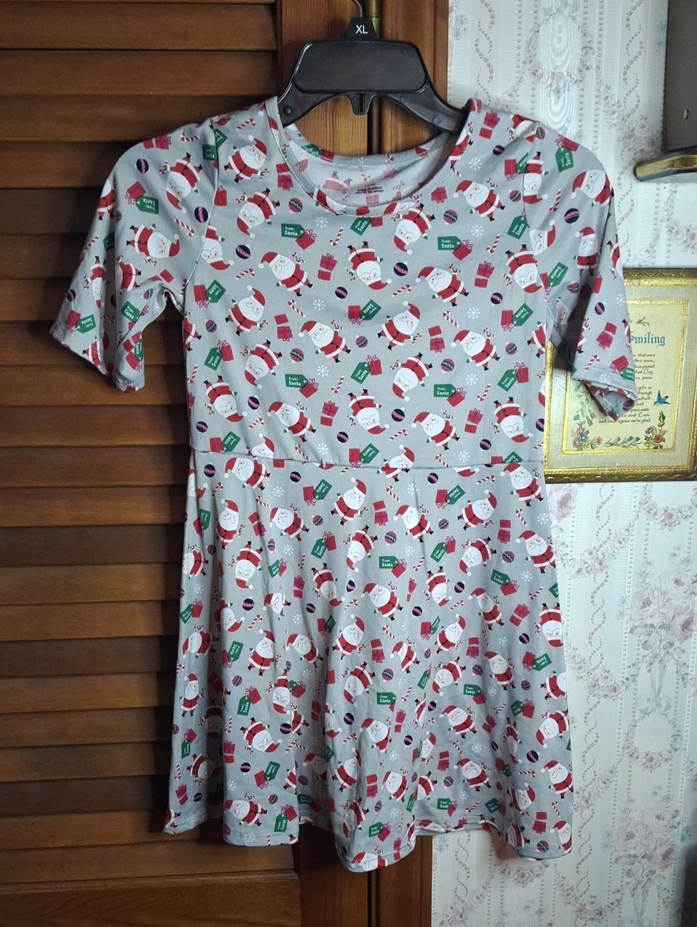 Christmas Santa Claus Drop Waist Dress M (7-8) Preloved